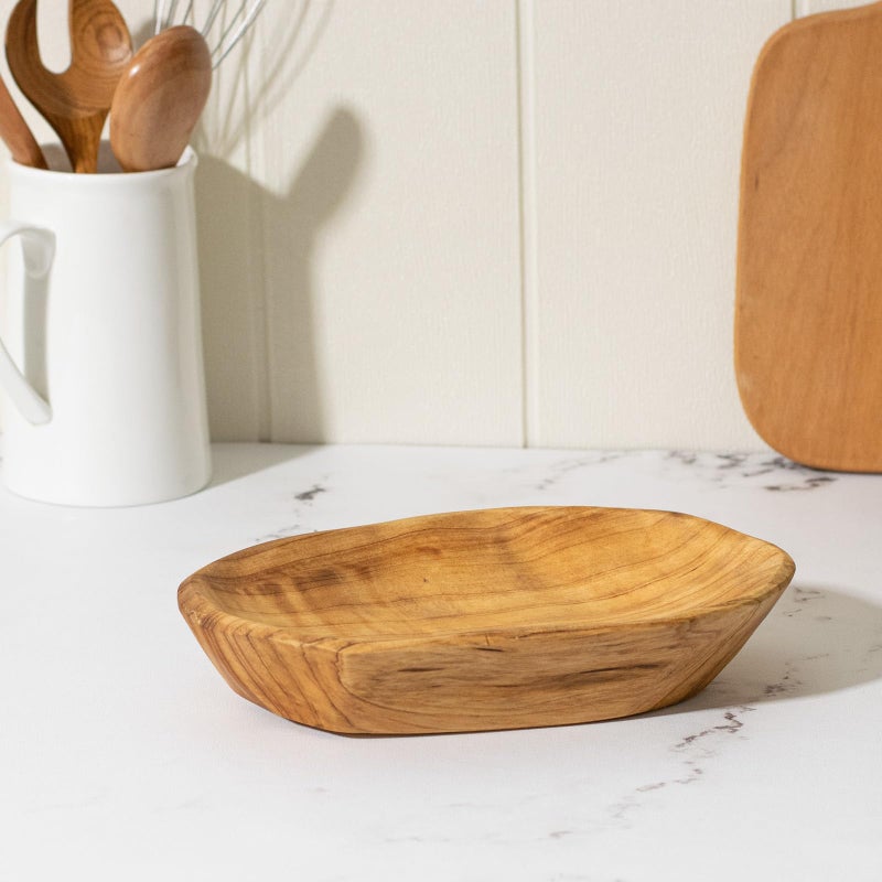 Cospring Root Wood Dish, Party Platter and Tray for Sandwich Bread Serving, appetizer display, Vintage ring dish, Hand Carved Artworks (8 inch - 10 inch) - Image 4